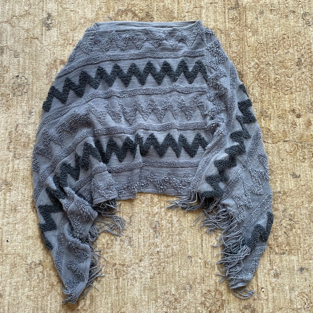 Lux Poncho.  Dark and Light Gray.  One size.